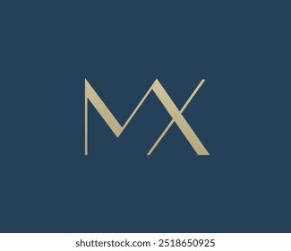 Diseño de icono de logotipo de carta MX. Monograma de las iniciales de lujo de estilo clásico.