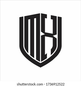 MX Logo monogram with emblem shield design isolated on white background