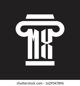MX Logo monogram with pillar style design template