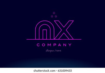 mx m x letter alphabet text pink purple dots contour line creative company logo vector icon design template