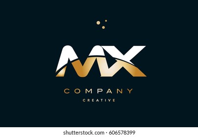 mx m x  white yellow gold golden metal metallic luxury alphabet company letter logo design vector icon template