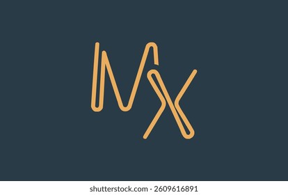 MX Minimalistic Line Art Logo Design with Abstract Lettering. Abstract minimalistic logo design featuring a sleek line art style.
