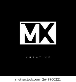 MX Negative Space Monogram – Minimalist Black and White Letter mark Logo for Creative Branding, Fashion Identity and Modern Design Concepts
