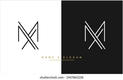 Monograma del logotipo de las letras abstractas MX ,XM