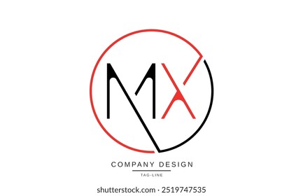Icono de fuente de diseño de monograma de logotipo de letras Abstractas MX, XM