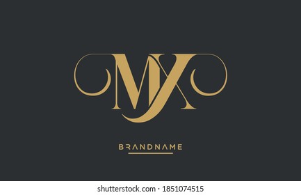 Monograma emblema de las letras abstractas MX, XM, M, X
