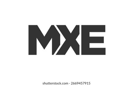Plantilla de diseño de logotipo MXE con texto fuerte y moderno en negrita. Logotipo de Vector inicial basado en tipografía simple y mínima. Identidad de empresa de moda ideal para la presencia de la marca de las empresas.