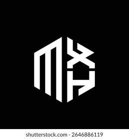 Logotipo MXH icono MXH monograma MXH letra minimalista Círculo plano Diseño de logotipo abstracto moderno único.