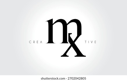 MXmx elegante Serif Monograma logotipo - Luxo Letra tipográfica em minúsculas para marca moderna