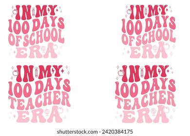 In My 100 Days of School Era, In My 100 Days Teacher Era Retro T-shirt