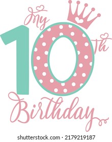 It's My 10th Birthday, Tenth Birthday Celebration Party, Happy Birthday Crown