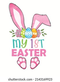 My 1st easter bunny rabbit vector illustration. Easter Background