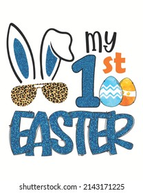 my 1st easter bunny rabbit vector illustration. Easter background