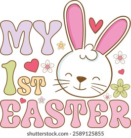 My 1st Easter Bunny T Shirt Design, Funny Easter Designs