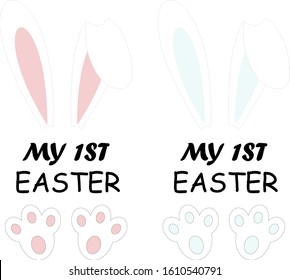 my 1st easter girl boy bunny vector illustration