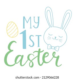 My 1st easter hand lettered quote. Kid Easter print with lettering. My first Easter for boy. Good for posters, textiles, t shirts.