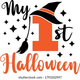 My 1st Halloween quote. Witch hat vector