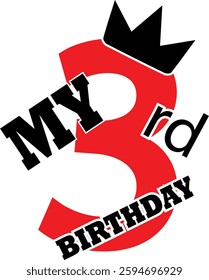 my 3rd birthday beautiful design vector file eps