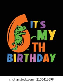 It's My 6th Birthday Boy Dinosaur T-shirt, Jurassic World Silhouette Girl Design