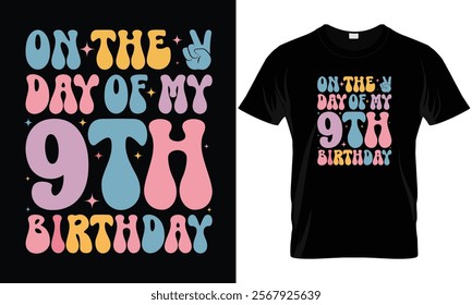 In My 9th Birthday Era Cute Daisy Groovy 9th Old Birthday Party T-Shirt
