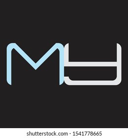 MY Abstrac logo vector Monogram isolated on black background