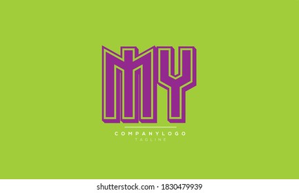 MY  abstract initials monogram letter text alphabet logo design