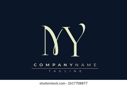 MY abstract Logo. Elegantly Designed Minimalist Monogram Logo with Stylish Lettering. Sophisticated and sleek minimalist monogram showcasing unique lettering design.