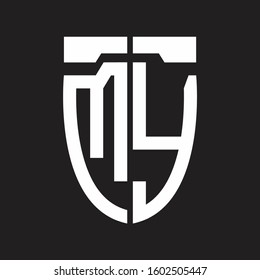 MY Abstract logo monogram with emblem style isolated on black background