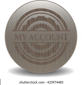 My account badge with wood background