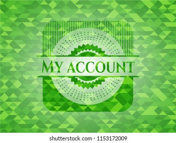 My account green emblem with triangle mosaic background