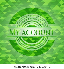 My account green emblem with triangle mosaic background