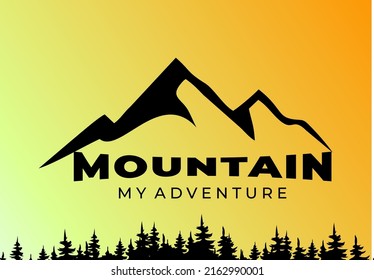 MY ADVENTURE MOUNTAIN  This is my hiking t-shirt design. Mountain illustration, outdoor adventure . Vector graphic for t shirt and other uses. Outdoor Adventure Inspiring Motivation Quote. Vector Typo