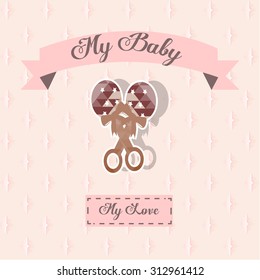 My baby illustration over color background