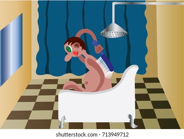My Bathroom 2
a guy rubs himself in a bathtub