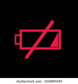 My battery is almost done, bright red charge icon vector, battery logo