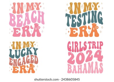 In My Beach era, In My Testing Era, In My Lucky Engaged Era, girls trip 2024 bahamas Retro T-shirt