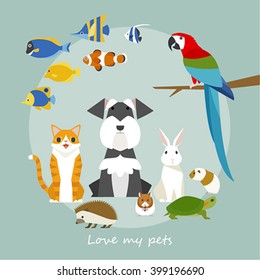 My beloved pets sit together.