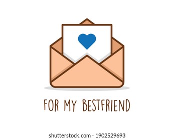 For my best friend mail vector. Blue love icon. Best friend forever.