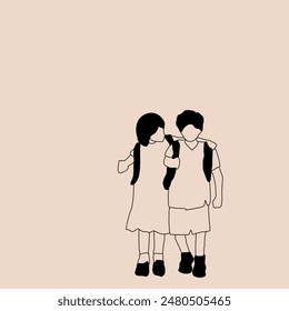 My best friend in school freehand drawing vector