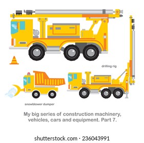 My big series of construction machinery, vehicles and equipment. Part 7.The drilling equipment, snowblower dumper.