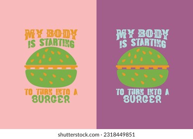 My Body Is Starting To Turn Into A Burger, Burger Boy Retro Vintage Sunset, Black T-Shirt with Heart-Shaped Burger Design, Retro Burger, True Love for,