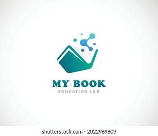 my book logo creative science molecule education lab design concept