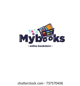 My book logo. book online store logo template. book carts. book shopping typographic or logotype - vector illustration