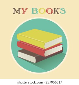 my books illustration in retro colors