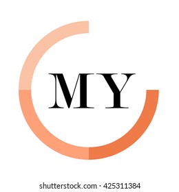 MY business logo icon design template elements. Orange color vectors. Design identity in circle. Alphabet letter