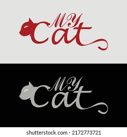 My Cat typography illustration t-shirt design, Cats head 