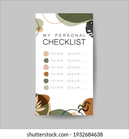 My checklist template. Abstract modern background with organic shapes. Flat Vector Illustration.