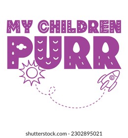 My children purr design on the white background