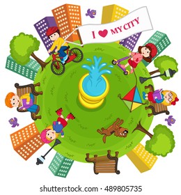  my city earth and environment - vector illustration, eps
