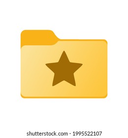 My computer favorite folder icon. Add to favorites symbol. Desktop icons pack element. Directory with star sign. Linux open source UI shortcut theme customisation. Vector illustration.
